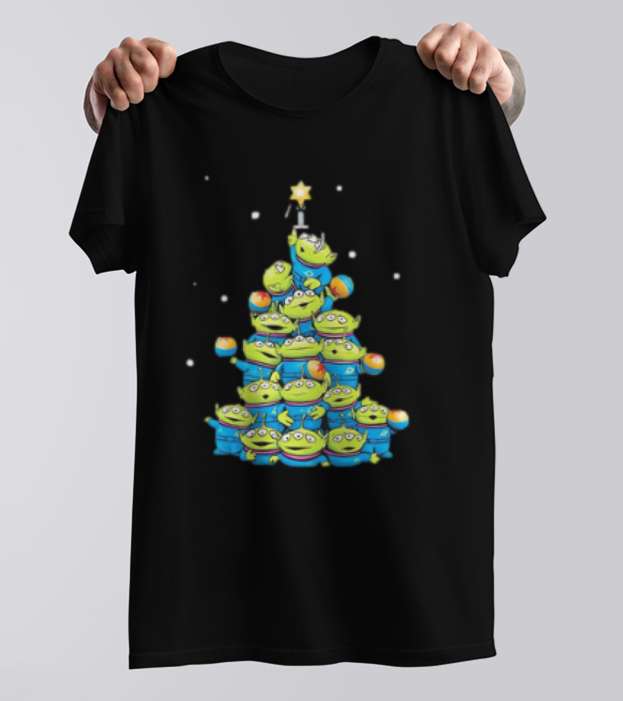 Toy Story Aliens Building Christmas Tree Tower T-Shirt