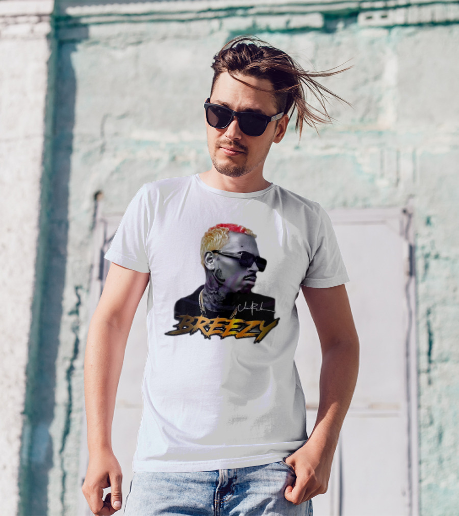 Breezy Chris Brown Signature Style With Sunglasses And Blonde Hair T-Shirt