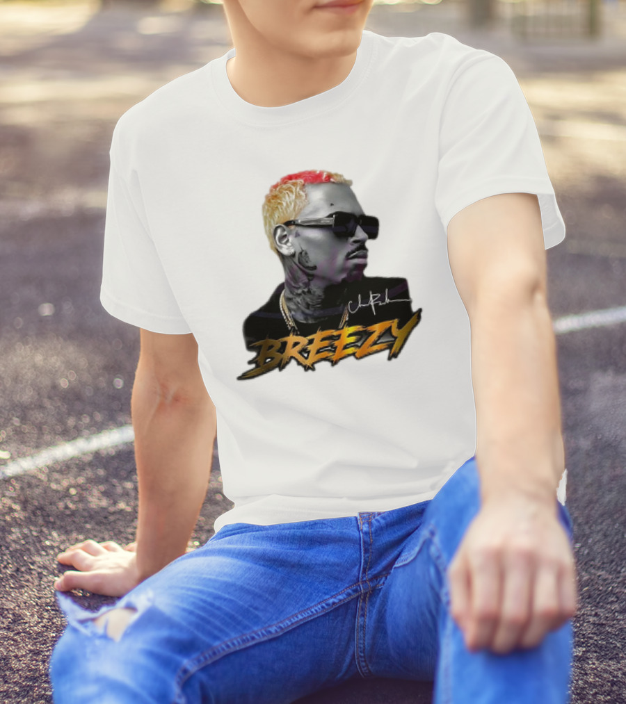 Breezy Chris Brown Signature Style With Sunglasses And Blonde Hair T-Shirt