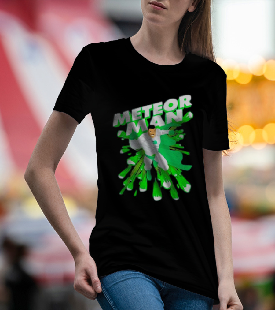 Meteor Man Heroic Pose With Green Comet Effect T-Shirt