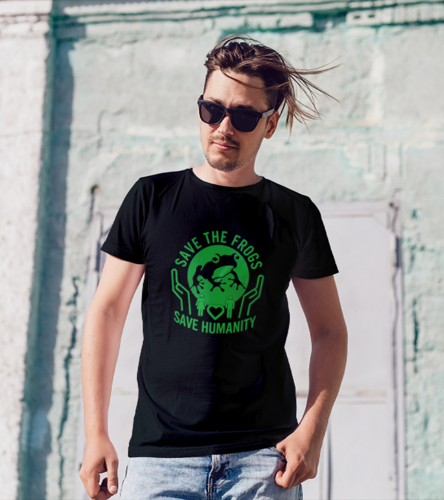Save The Frogs Save Humanity Eco-Friendly Conservation Message T-Shirt