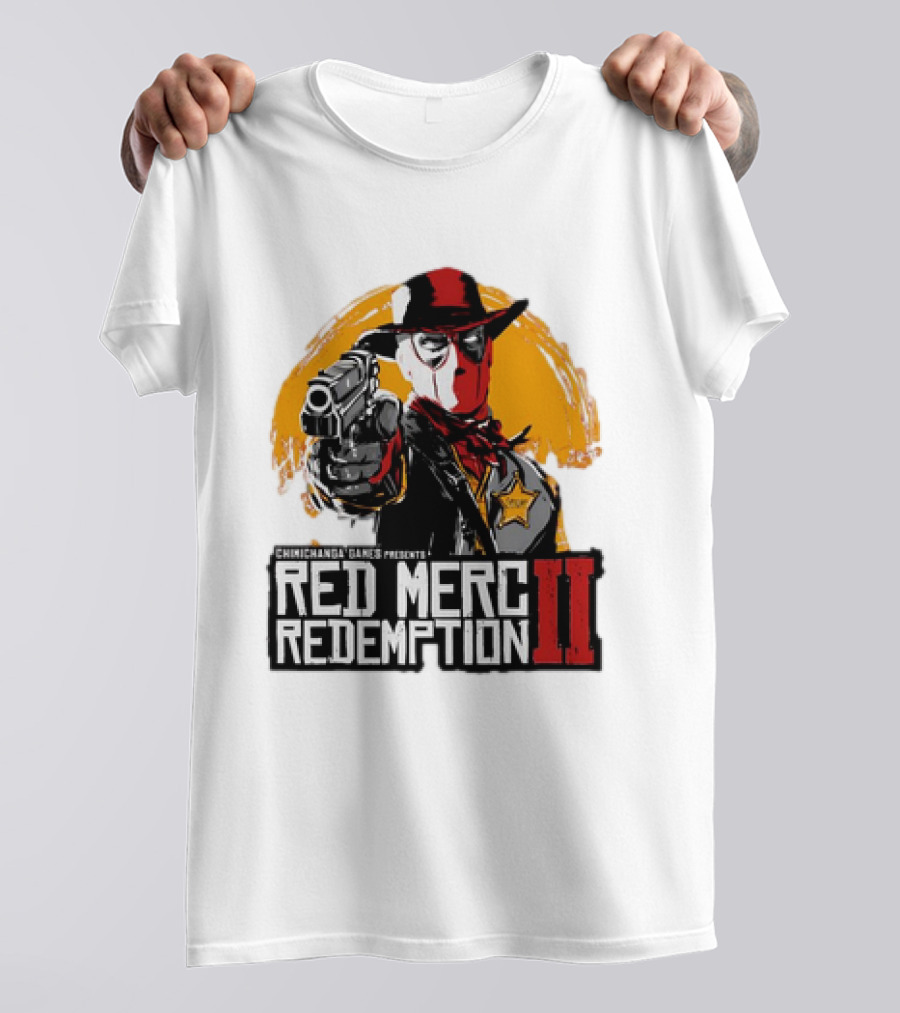Deadpool Chimichanga Games Red Merc Redemption II Cowboy Mercenary T-Shirt