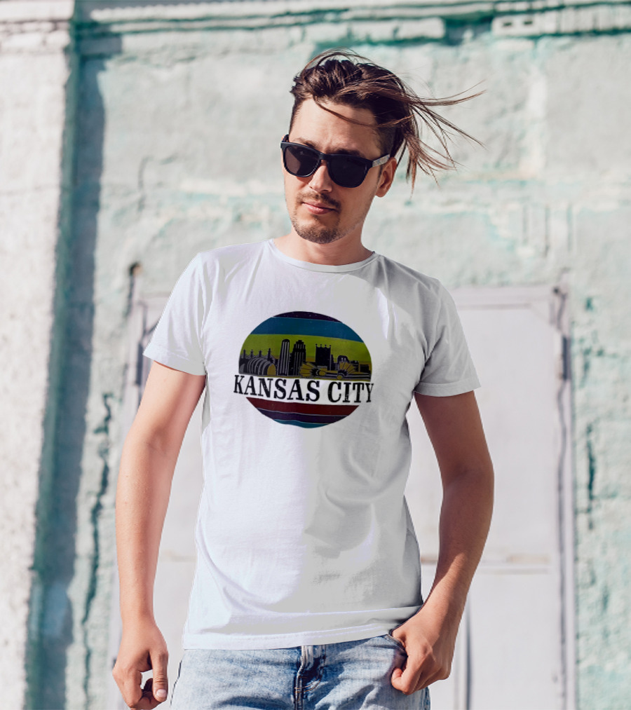 Kansas City Vintage Skyline Retro Stripes T-Shirt