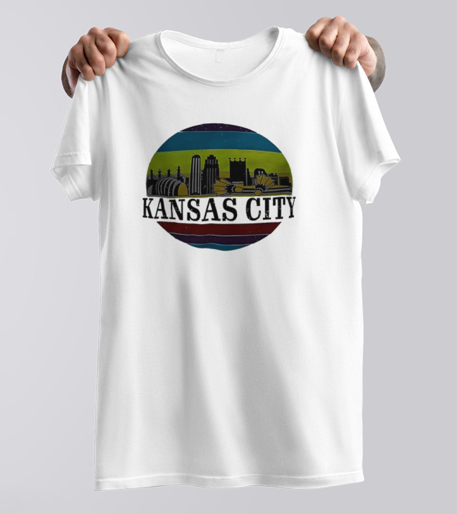 Kansas City Vintage Skyline Retro Stripes T-Shirt