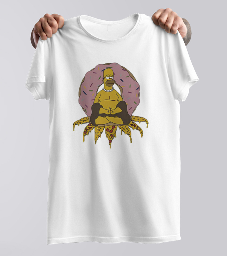 Namaste Homer Simpson Buddha Donut Meditation With Pizza Lotus T-Shirt