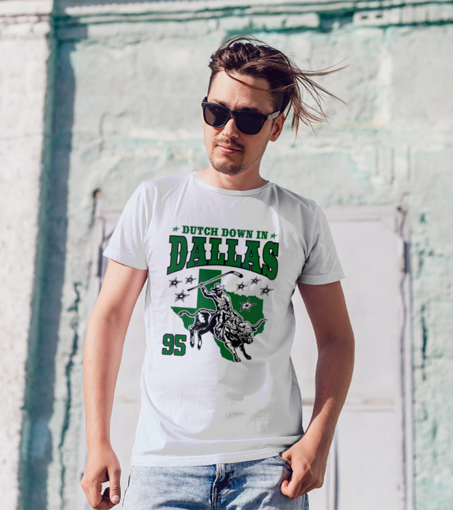 Dutch Down In Dallas Stars 95 Hockey Cowboy Bull Riding Texas T-Shirt