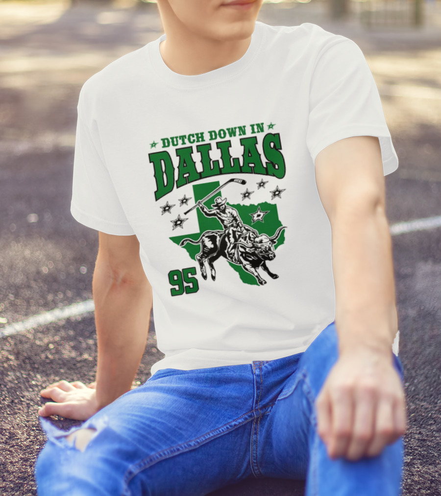 Dutch Down In Dallas Stars 95 Hockey Cowboy Bull Riding Texas T-Shirt