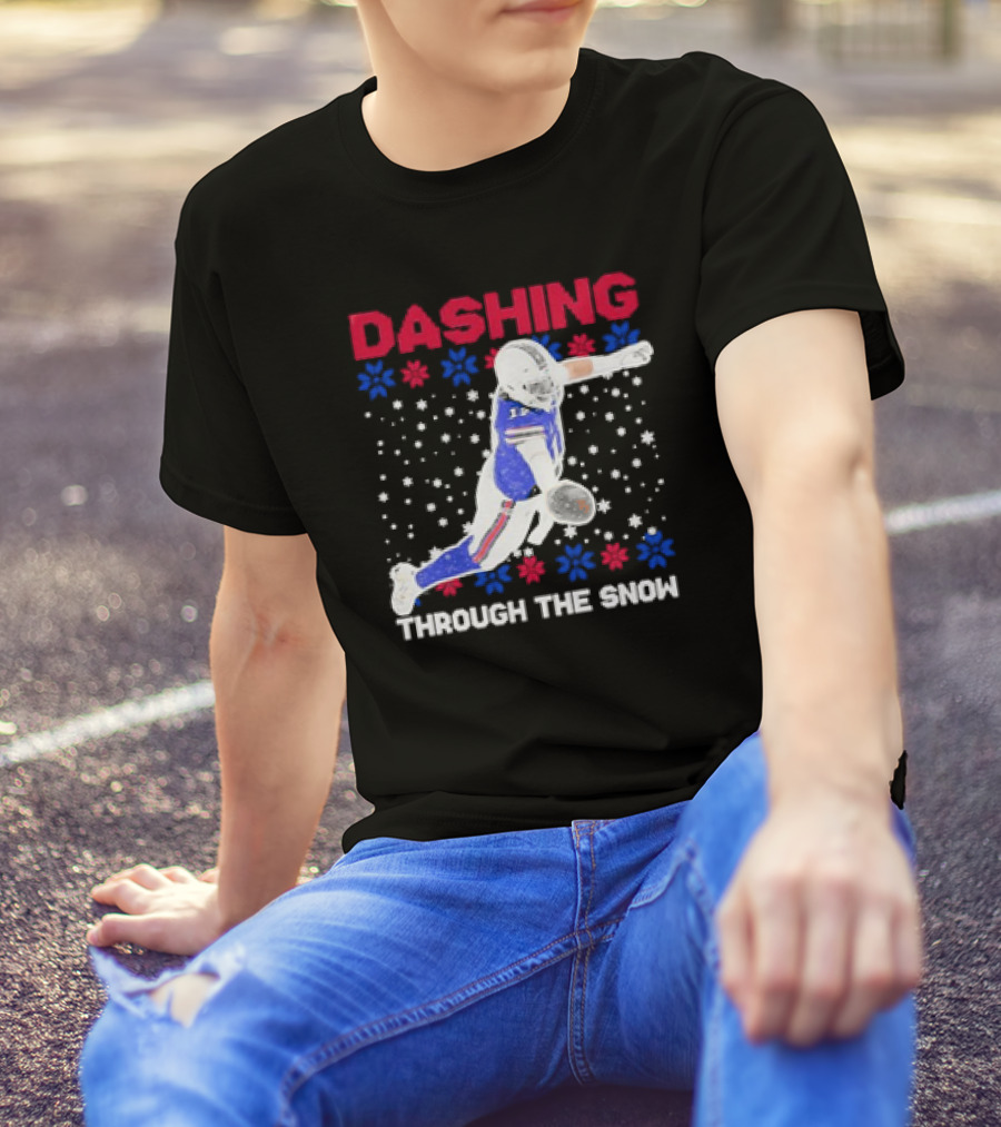 Josh Allen Buffalo Bills Dashing Through The Snow Holiday Football T-Shirt
