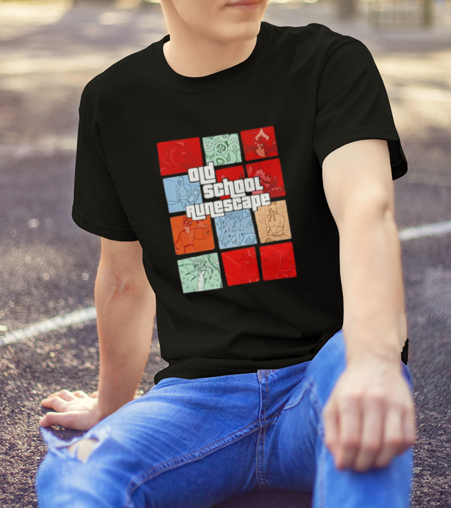 Old School RuneScape Pixel Art Character Collage T-Shirt