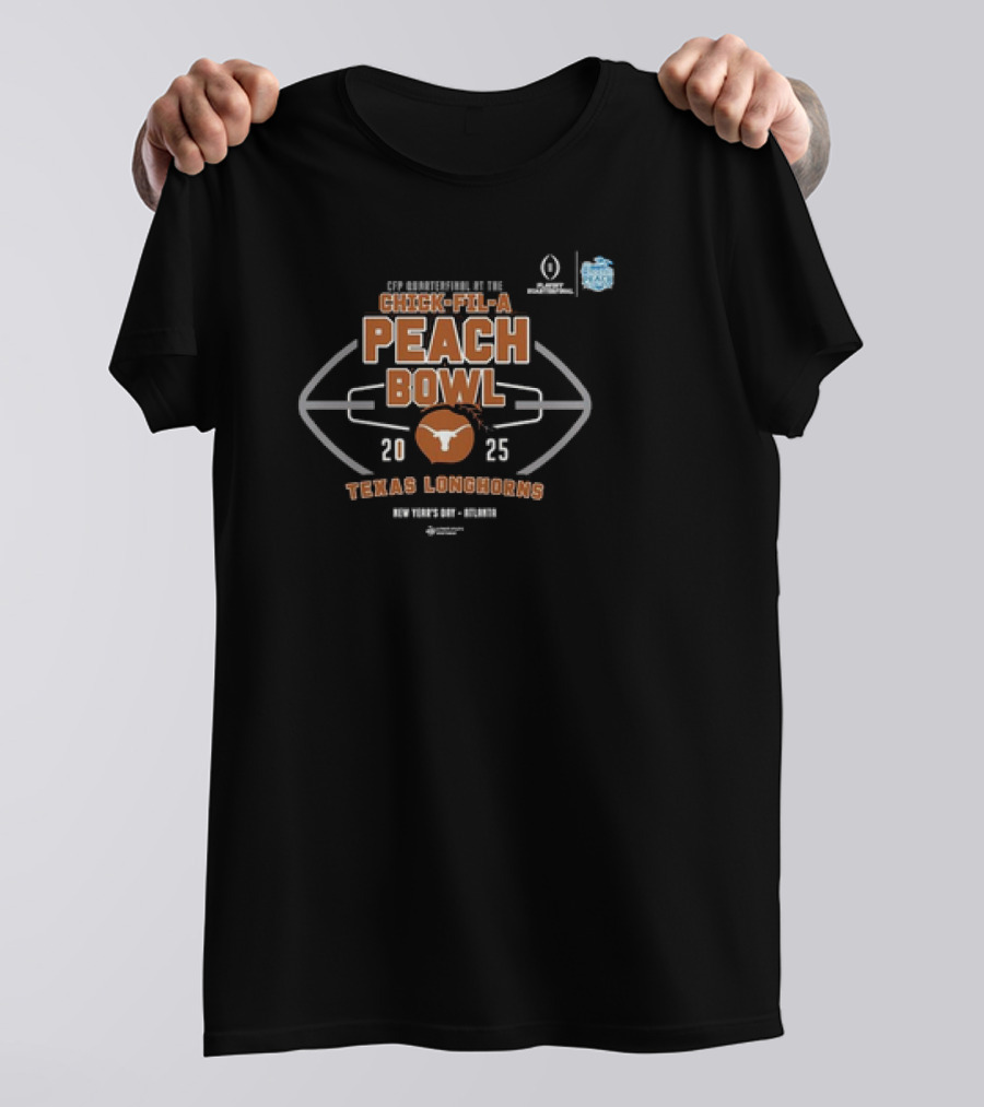 Texas Longhorns 2025 CFP Chick-fil-A Peach Bowl New Year's Day Atlanta T-Shirt