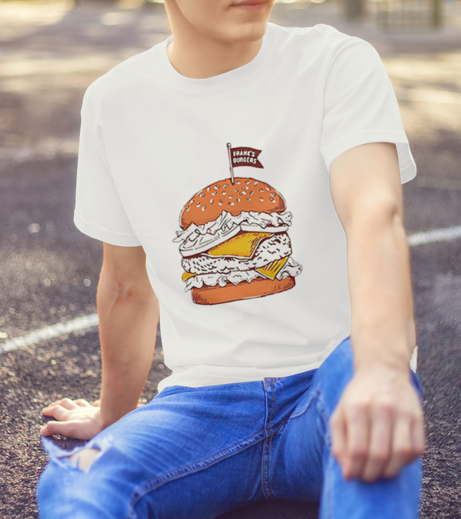 Frank’s Burgers Cheeseburger With Lettuce And Flag T-Shirt