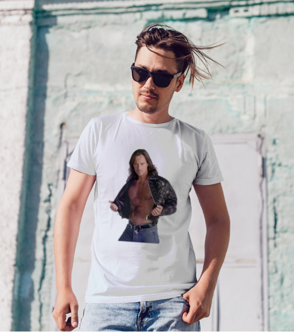 The Night's Kevin Sorbo In Classic Tough-Guy Leather Look T-Shirt