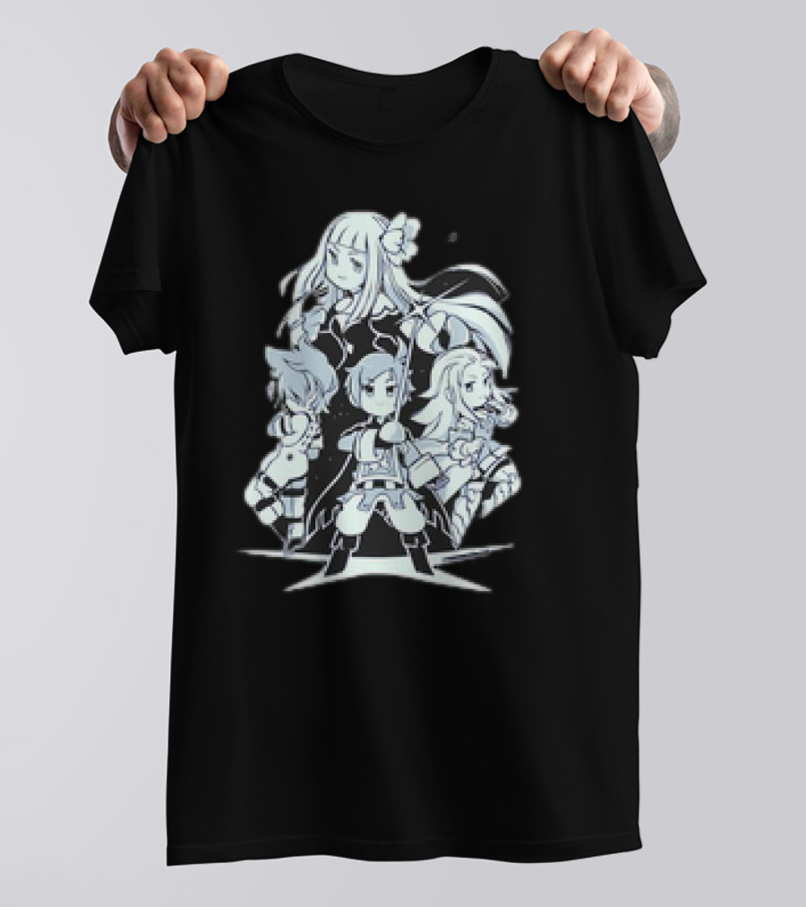 Bravely Default I'm Going All Out Anime Style Character Ensemble T-Shirt