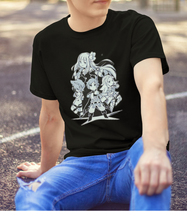 Bravely Default I'm Going All Out Anime Style Character Ensemble T-Shirt
