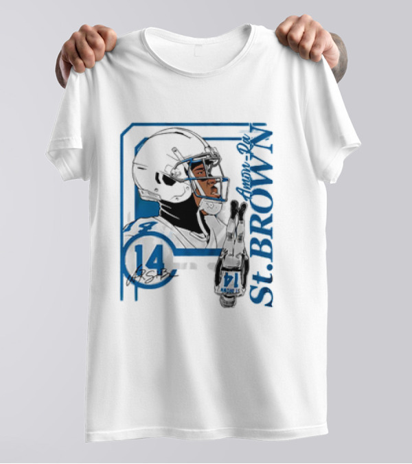 Amon-Ra St. Brown 14 Detroit Lions NFL Football Vintage Collage T-Shirt