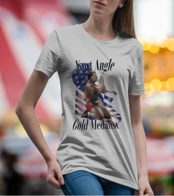 Kurt Angle Gold Medalist American Flag Wrestling Victory T-Shirt
