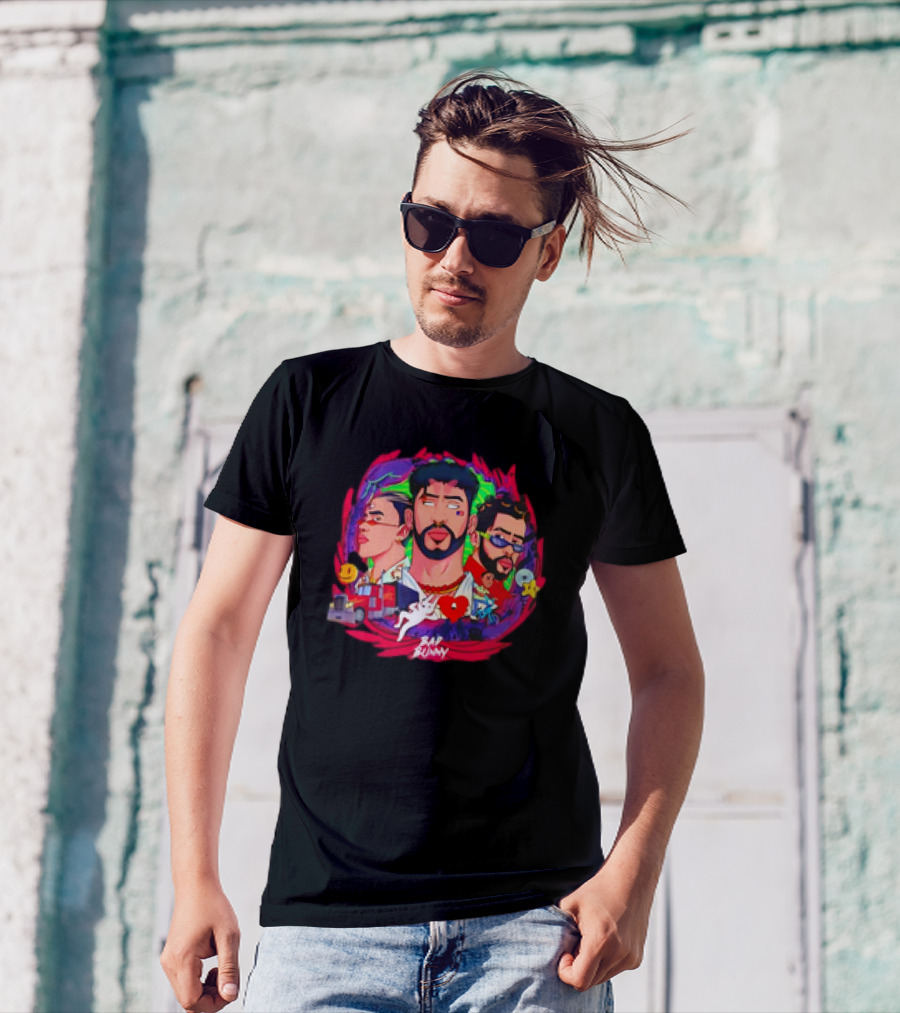 Bad Bunny X 100PRE Vintage Colorful Portraits And Iconic Symbols T-Shirt
