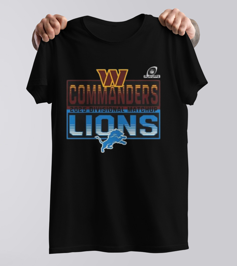 2025 NFL Playoffs Commanders Vs Lions Divisional Matchup T-Shirt