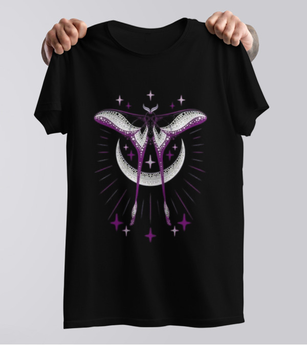 Ace Moonmoth With Crescent Moon And Radiant Stars T-Shirt