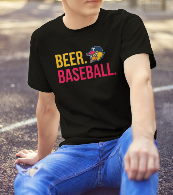 Beer Baseball T-Bird Mascot Bold Text Design T-Shirt