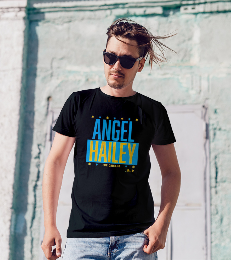 "Angel Hailey For Chicago Basketball Stars Blue Yellow" T-Shirt