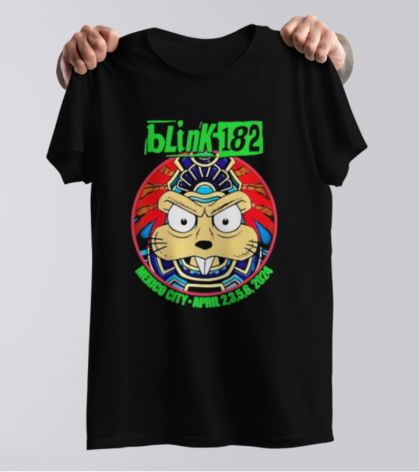 Blink-182 Palacio De Los Deportes CDMX México April 2 3 5 6 2024 Bunny Aztec Design T-Shirt