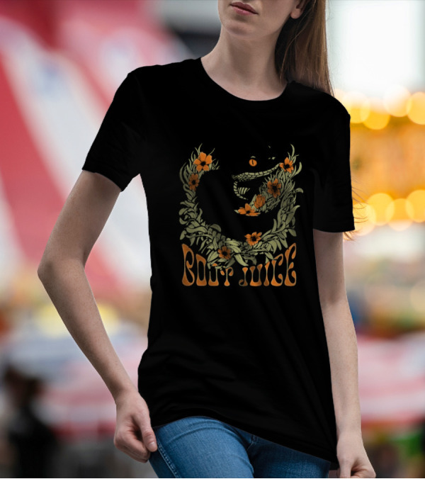 Boot Juice Snake With Floral Wreath And Orange Flowers T-Shirt