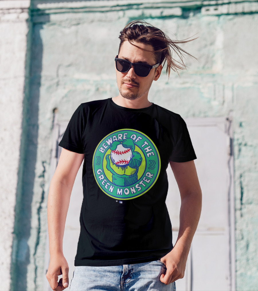 Boston Red Sox Beware Of The Green Monster Baseball Iconic Fenway Park Imagery T-Shirt