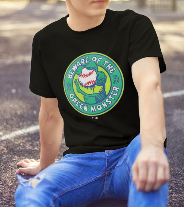 Boston Red Sox Beware Of The Green Monster Baseball Iconic Fenway Park Imagery T-Shirt