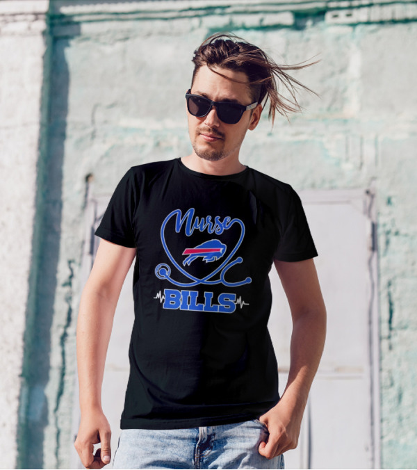 Nurse Buffalo Bills Stethoscope Heartbeat T-Shirt