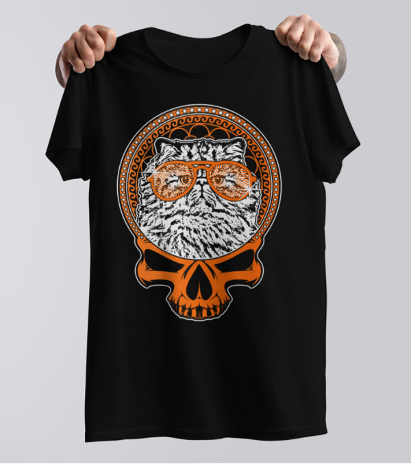 CATTY STYLE Skull Cat With Sunglasses T-Shirt