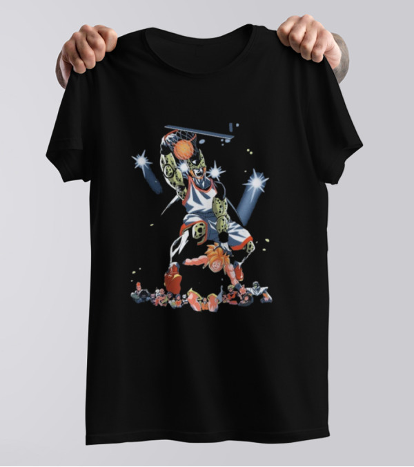 Cell Vs Son Goku Basketball Showdown Dragon Ball Slam Dunk Action T-Shirt