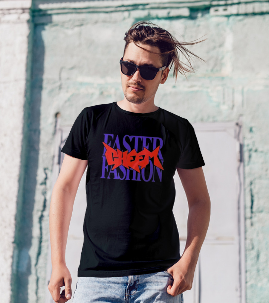 Faster Fashion Cheem Bold Red And Purple Typography T-Shirt