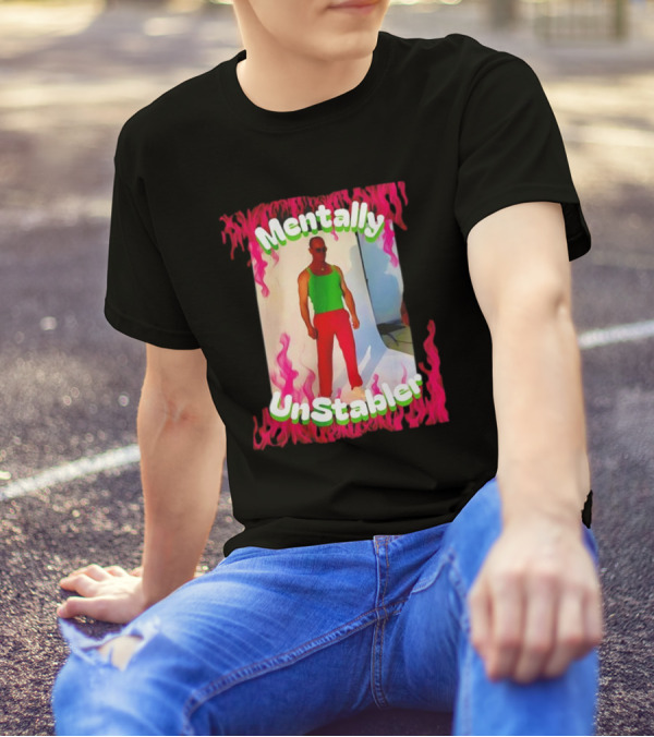 Mentally Unstabler Flaming Outfit Vibrant Red Pants T-Shirt