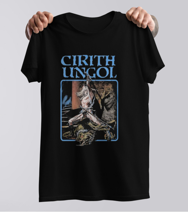 Cirith Ungol Fantasy Warrior And Dragon Battle T-Shirt