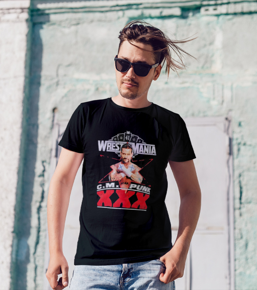 CM Punk WrestleMania XXX 41 Playing Cards Theme T-Shirt