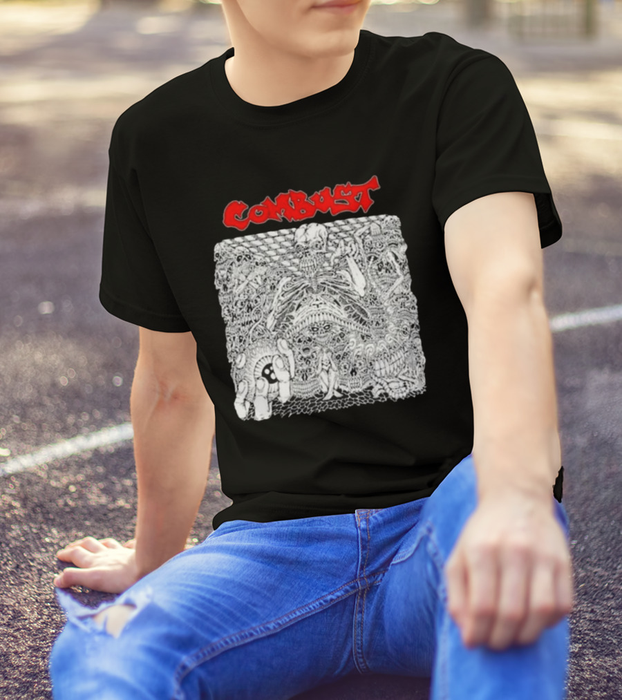 Combust Belly Of The Beast Intricate Black And White Triple B Records T-Shirt