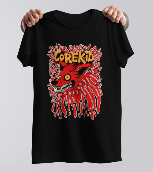 Corekid Blood Wolf Fiery Red Canine Artwork T-Shirt