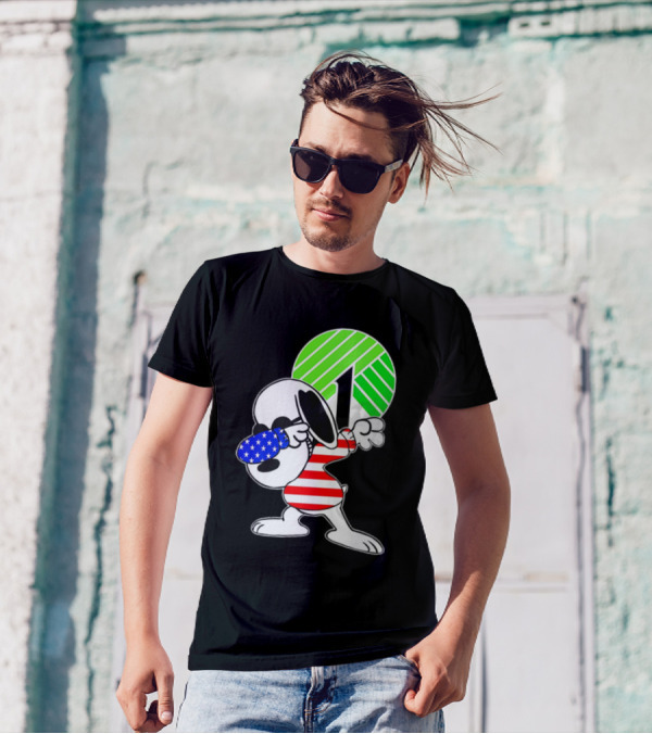 Dollar Tree Snoopy Dabbing American Flag Costume T-Shirt