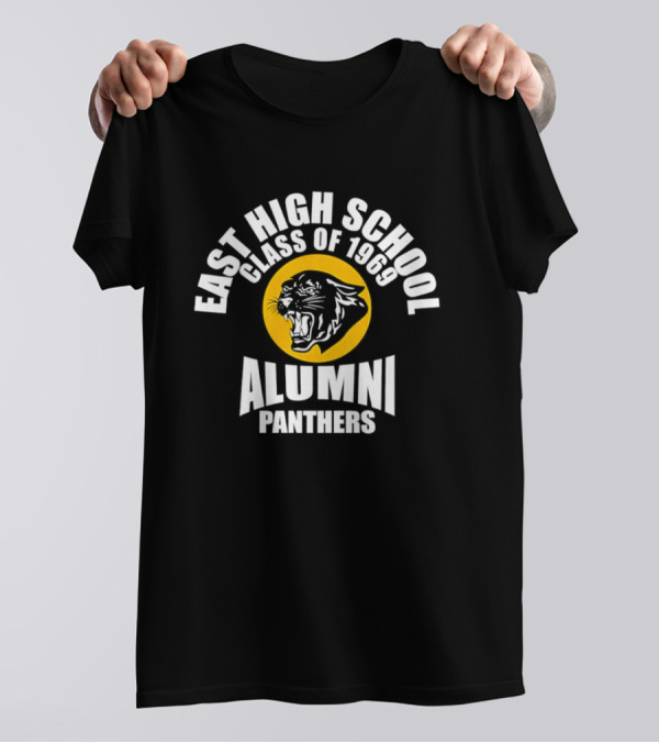 East High School Class Of 1969 Alumni Panthers Logo With Roaring Panther Face T-Shirt