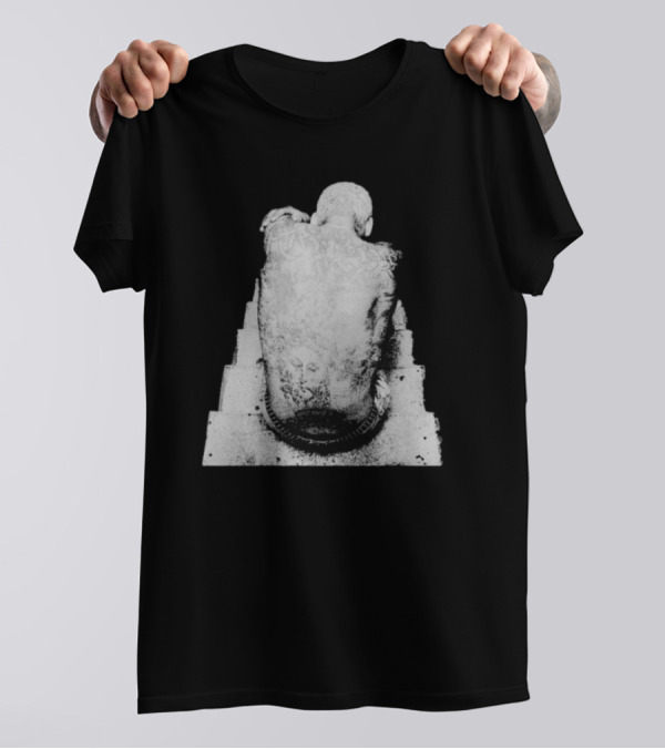 "Ekkstacy Tattooed Figure Sitting On Staircase Design" T-Shirt