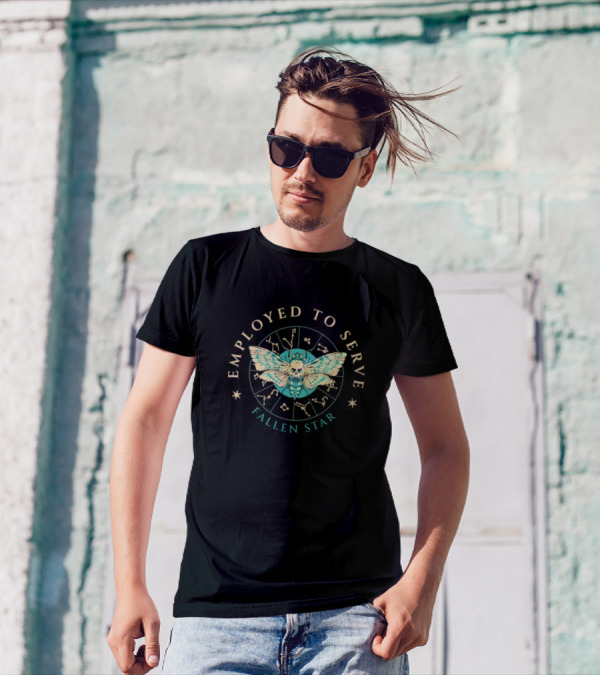 Employed To Serve Fallen Star Moth Astrology Circle T-Shirt