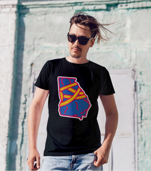 Friday Red State Stripe Atlanta Baseball Georgia Map T-Shirt