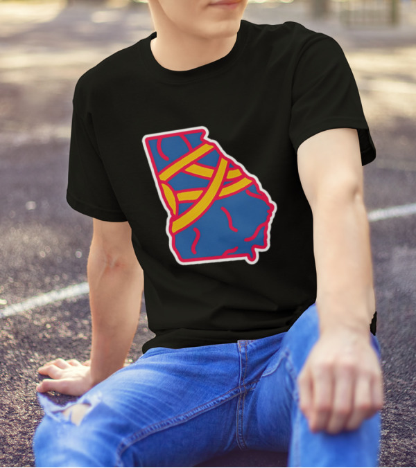 Friday Red State Stripe Atlanta Baseball Georgia Map T-Shirt