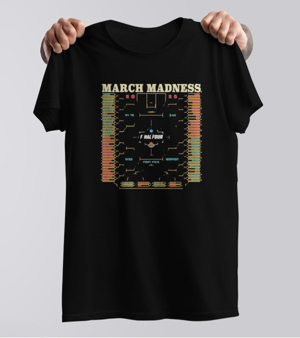 2025 March Madness NCAA Men's Basketball Tournament Final Four Bracket T-Shirt