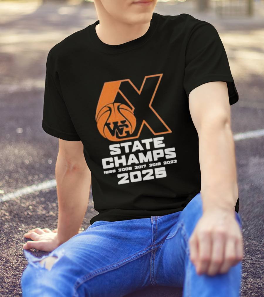 6X WG State Champs 2025 With Basketball Graphic T-Shirt