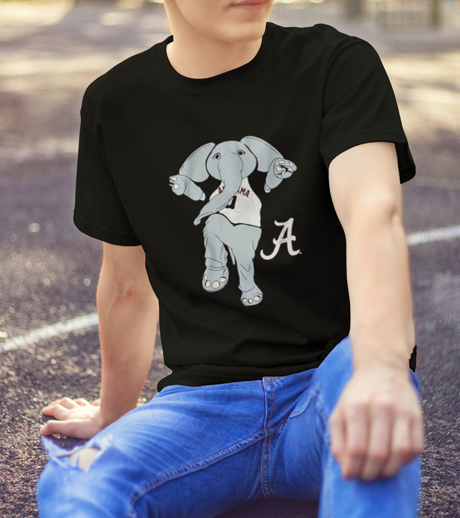 Alabama Crimson Tide Big Al Elephant Mascot Dancing With Script A Initial T-Shirt