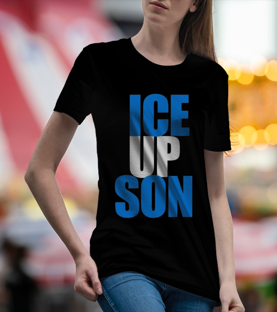 Albert Breer Ice Up Son Bold Blue And White Text T-Shirt