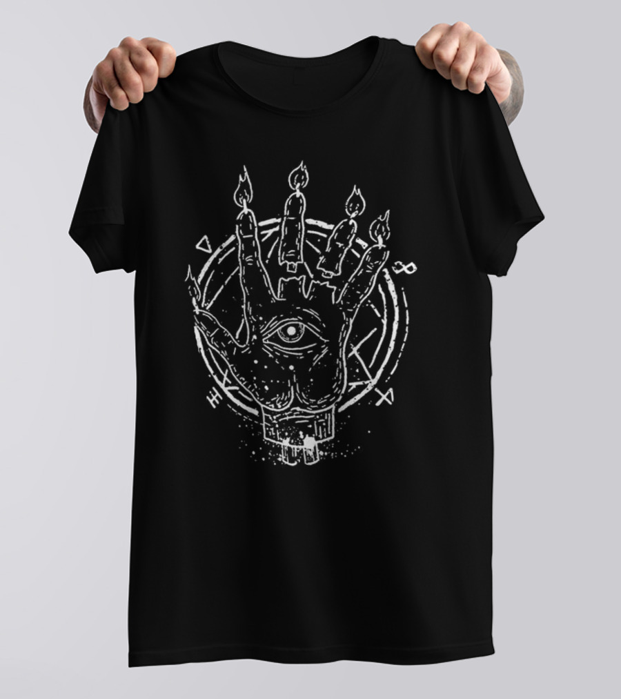 Aleister Black Candle Hand Symbol With Eye And Circle T-Shirt