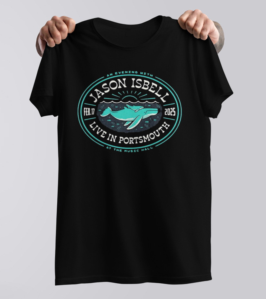 Jason Isbell Live In Portsmouth An Evening At The Music Hall Feb 17 2025 Whale Design T-Shirt